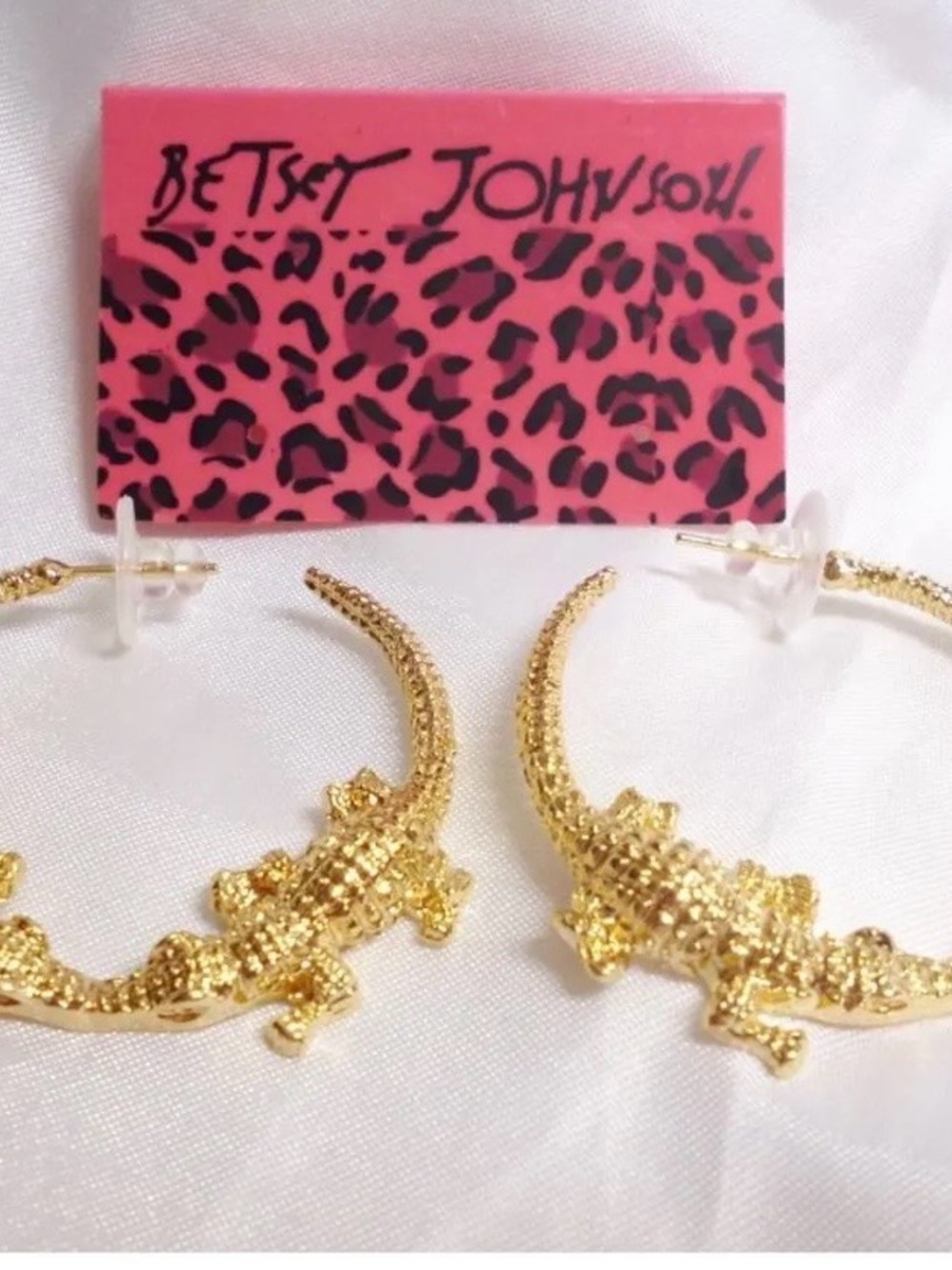 Betsey Johnson Gold Alligator Hoop Earrings